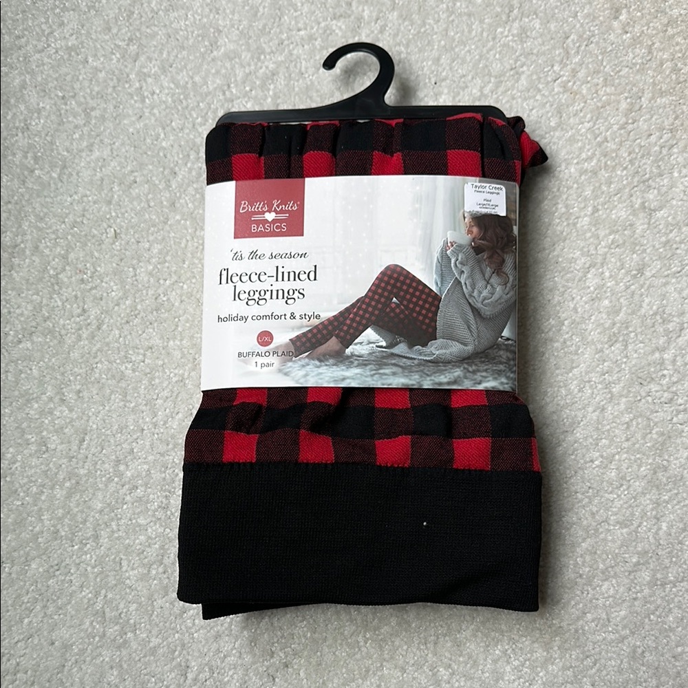 Red and Black Fleece-Lined Leggings